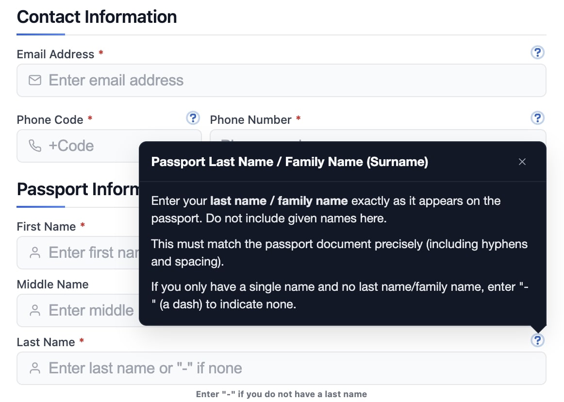 How to view TDAC form field hints